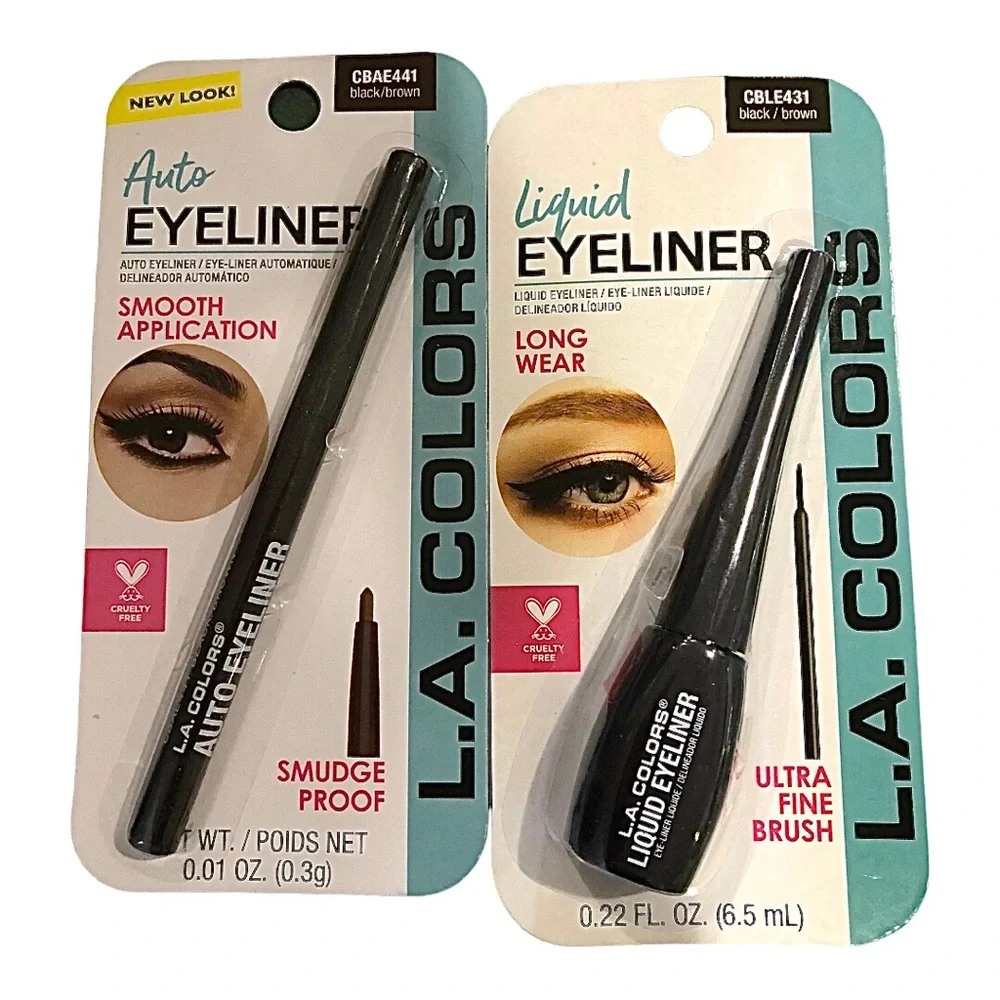 2pk Black/Brown auto eyeliner and liquid eyeliner set new FREE‎